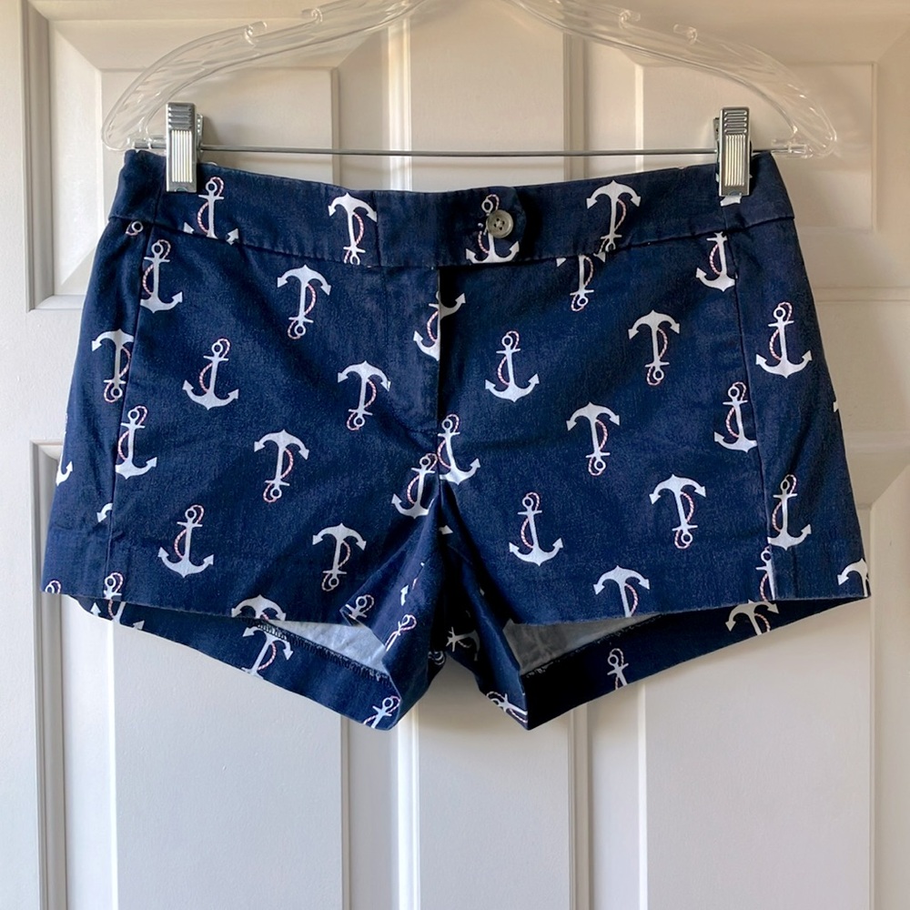 J. Crew Women’s City Fit Cotton Blend Shorts Anchor Pattern Multicolor Size 2